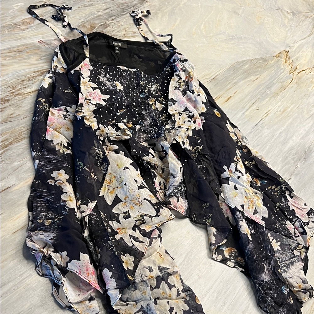 Floral Black Blouse